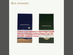 Logo personnalisé estampage papier personnalisé bougie parfum emballage porte-nœuds boîte cadeau avec fermeture diagonale