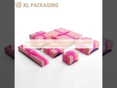 Impression personnalisée dure Petite boîte en carton cadeau tiroir en papier avec arc pour l'emballage de bijoux