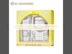 Boîte en papier personnalisée pour l'emballage de cadeaux de luxe des ensembles de soins de la peau cosmétiques avec estampage