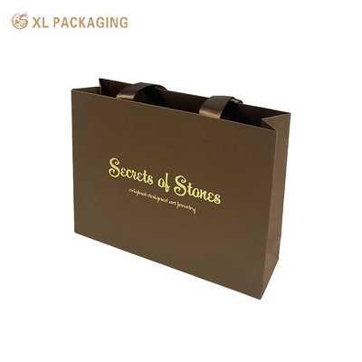 acheter Imprimé sur mesure Laminé Marron Petit Vêtements Bijoux Vente de cadeaux Emballage en papier Sac écologique Caractéristiques Boîte Type online manufacture