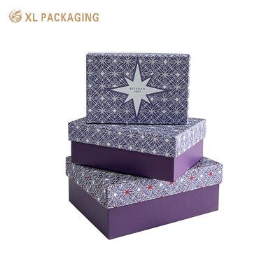 acheter Boîte cadeau rigide à motif étoile personnalisée faite à la main avec une base violette mate pour les emballages d'huiles essentielles et de soins de la peau fabrication en ligne