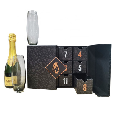 Boîte de calendrier de l'avent du vin de 12 jours personnalisée Boîte cadeau de Noël vide compte à rebours