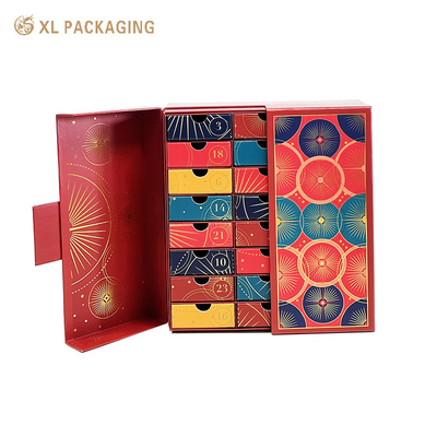 acheter OEM Luxe Full Gold Foil Holiday Calendrier de l'Avent Carton Collection Carton de cadeau avec 24 pièces Petits tiroirs online manufacture