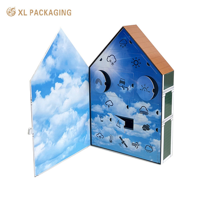 Boîte à cadeaux Arbre calendrier Outils de soin de la peau Jouets artisanaux Electrons Forme de maison Cadeau Calendrier de l'Avent Boîte d'emballage