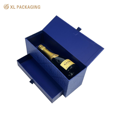 Boîte d'emballage de bouteille en verre à deux couches Boîte de vin en papier personnalisée avec couvercle magnétique
