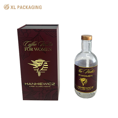 Boîte d'emballage magnétique de vin personnalisée avec logo en feuille d'or EVA insert