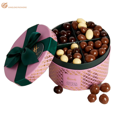 acheter Boîte de chocolat rose de luxe en papier rigide bonbons macaron haut bas emballage en tube avec ruban online manufacture