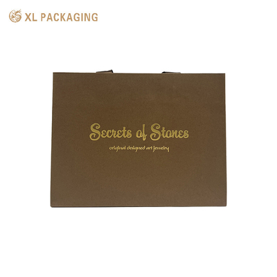 acheter Logo personnalisé imprimé cadeau artisanal sac de magasinage en papier avec poignée ruban brun online manufacture