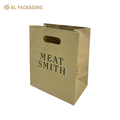 acheter Sacs en papier jetable en gros en papier kraft brun sur mesure pour emballage alimentaire à emporter avec poignée online manufacture