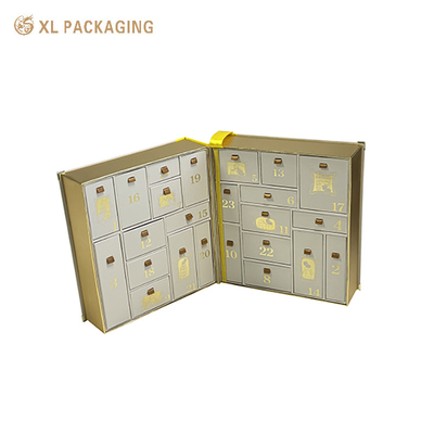 acheter XL Packaging Usine de boîtes d'emballage personnalisées Double porte OEM Boîte de calendrier de l'Avent à 24 tiroirs Coffret cadeau de beauté pour soins cosmétiques Boîte de Noël à tiroirs fabrication en ligne