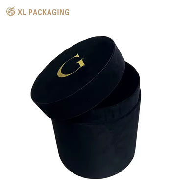 acheter Boîte à fleurs de rose en velours cylindrique rond avec logo en feuille d'or pour les marques de foulards et de vêtements fabrication en ligne