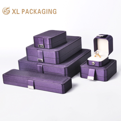 acheter Boîte à bijoux industriels avec imprimante de logo personnalisé en cuir violet Boîte à bijoux de mariage online manufacture
