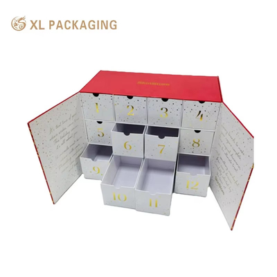 acheter Design d'impression de Noël Calendrier de l'Avent Boîte 12 24 jours Arbre étoilé Type à l'intérieur Pleine couleur Soins de la peau Boîte cadeau cosmétique online manufacture
