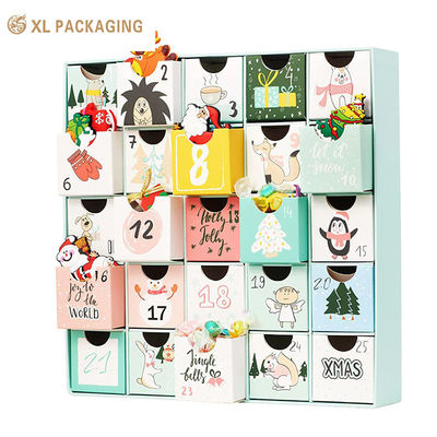 acheter Boîtes de luxe personnalisées XL Packaging Design personnalisé Calendrier de l'Avent cosmétique de Noël Boîte de calendrier 24 jours Emballage en papier Chocolat Biscuits Bonbons Boîte cadeau fabrication en ligne