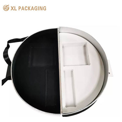 acheter Boîte cadeau magnétique personnalisée en demi-cercle à ouverture divisée avec inserts en mousse sur mesure et sangle de transport pour emballage cosmétique de luxe fabrication en ligne