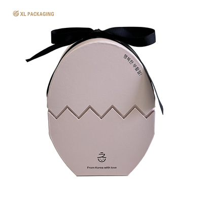 acheter Emballage XL Boîtes de luxe personnalisées en forme d'oeuf rose fantaisie Boîtes cadeau en papier chocolat Emballage pour Pâques avec ruban fabrication en ligne
