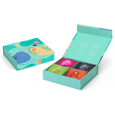 acheter Custom Magnetic Tea Gift Box Four Cavities Gold Foil Embossing With Paper Divider fabrication en ligne