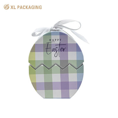 Coffret cadeau en chocolat personnalisé en forme d'œuf de Pâques, ensemble de 3 pièces, boîte d'emballage avec ruban blanc et insert EVA