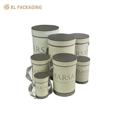 Emballage XL Boîte d'emballage personnalisée Emballage cylindrique gris personnalisé Boîte ronde Tube en papier à fleurs Pour cadeau cosmétique à fleurs