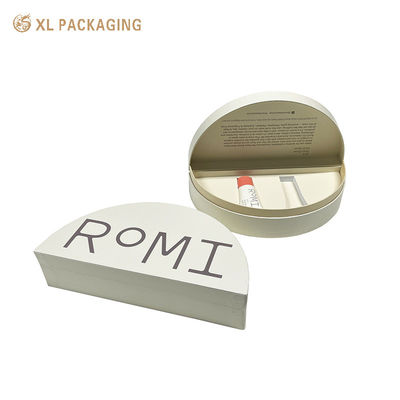 Boîte cosmétique imprimée personnalisée de luxe avec logo en relief et insert EVA en forme de demi-cercle pour le parfum et les soins de la peau