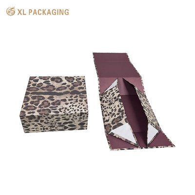 Boîte cadeau pliable magnétique de luxe Leopard pour sacs à main Boîte de livraison à plat