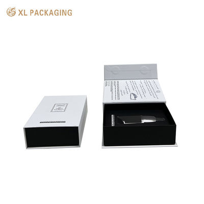 Book-Style Rigid Cosmetic Gift Box with Hidden Magnetic Closure Stiff Cardboard Build and Custom Printed Inner Lid