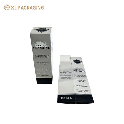 Boîte d'emballage cosmétique pliable à structure plate avec carton blanc haut de gamme et impression rétro monochrome pour les huiles essentielles
