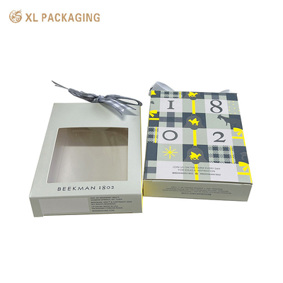 Boîte en carton pliable imprimée XL pour emballage, boîte à cartes pour rouge à lèvres, design personnalisé pour emballage de rouge à lèvres, boîte en carton avec attache de nœud et fenêtre en film PVC, boîte à cartes pliante