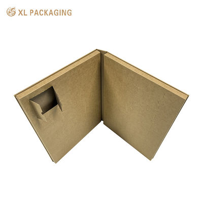 Boîte de calendrier de l'avent personnalisée marron à double porte pour sachets de thé, expédition à plat, séparateurs en papier kraft 350 g/m² avec perforation détachable