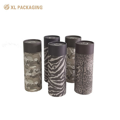 Boîte tube en carton kraft personnalisée de 1,5 mm avec papier kraft blanc 120 g/m² et impression 4 couleurs à motif animalier