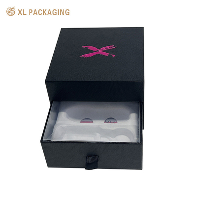 Boîte à parfum noire en papier à logo personnalisé Boîte à parfum vide 2 couches tiroir Boîte cadeau cosmétique