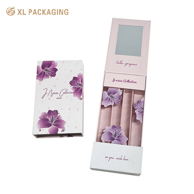 Coloriage rouge à lèvres trois paquets tiroir boîte en papier boîte cadeau cosmétique avec miroir à l'intérieur