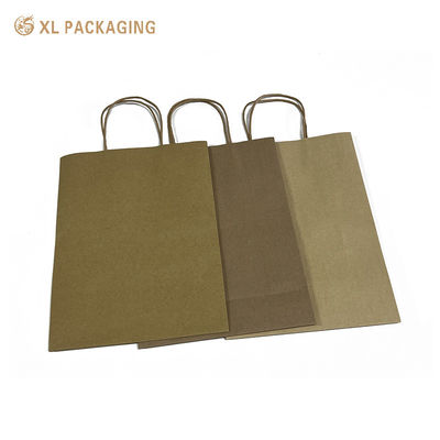 Sacs en papier kraft personnalisés avec poignées Eco-friendly Recyclable Sacs cadeaux d'achat Accepter l'impression de logo personnalisé