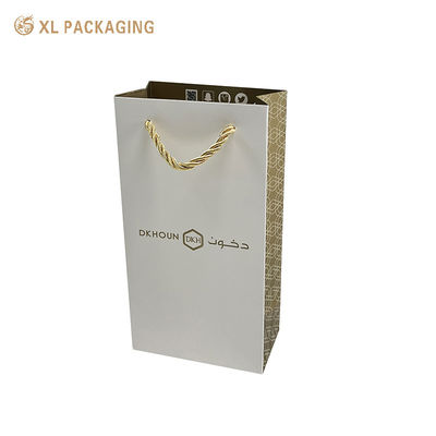 Sacs à provisions mats recyclables d'OPP avec des poignées de feuille d'or et de ficelle