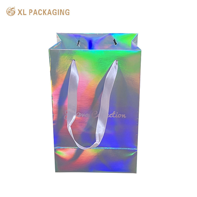 Impression de logo sur mesure Petite taille Publicité holographique Glitter Hologramme argenté Foil cadeau porte-papier sac pour bijoux