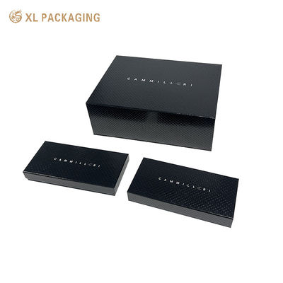Boîte cadeau en papier de mariage pliable rigide noir avec couvercle magnétique en carton dur