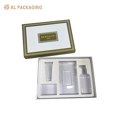 Conception personnalisée Boîte en papier Ensemble de soins de la peau Emballage Boîte cosmétique de haute qualité Différents styles avec plateau à ampoules
