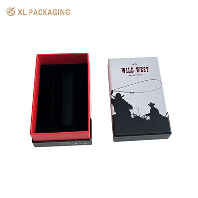 Boîte cadeau de parfums personnalisée en 3 pièces avec couvercle et base avec imprimé cow-boy occidental et insert EVA en velours noir