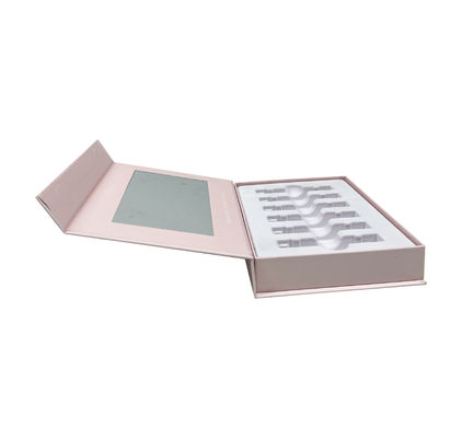 Boîte-cadeau cosmétique magnétique imprimée sur mesure avec miroir intégré et insert en EVA floqué pour l'emballage des soins de la peau