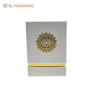 Boîte cadeau de papier de luxe à parfum boîte cadeau blanche à chaud estampillage personnalisé logo couvercle et base boîte