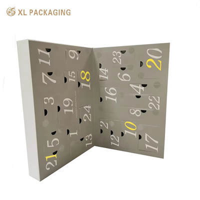XL Emballage Boîte cadeau personnalisée Emballage personnalisé Maquillage de Noël de luxe Compte à rebours Boîte cosmétique Calendrier de l'Avent Boîte d'emballage Calendrier de l'Avent Boîte cadeau avec plateau en flocons