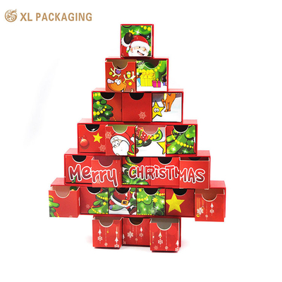 Des mystères de Noël personnalisés de luxe en papier cadeau calendrier d'avent boîte surprise boîtes mystère cosmétique avec emballage joyeux