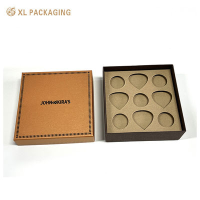 Élégante boîte de chocolat jaune perlé en deux morceaux boîte en papier avec logo UV