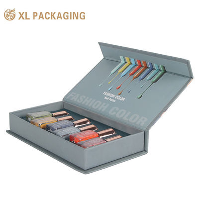 Boîte cadeau en vernis à ongles personnalisé de luxe avec fermeture magnétique de style livre et doublure EVA à découpe pour emballage cosmétique