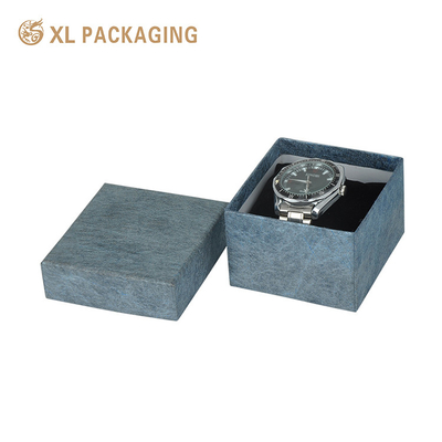 Boîte à montres personnalisée moderne avec petit logo avec papier d'art écologique et stratification brillante