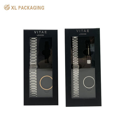 Boîte à montres en papier noir de luxe avec impression de logo personnalisé