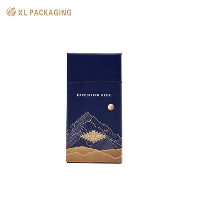 Boîte en carton à ouverture à volet diagonal bleu foncé de qualité supérieure avec impression Pantone et finition UV