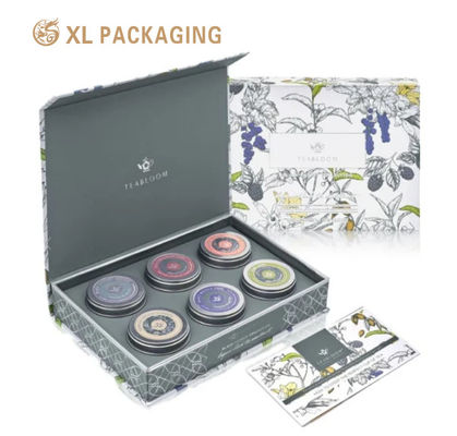 Boîte cadeau de thé magnétique pliable de luxe éco recyclable avec 157gms papier d'art pour les ensembles de thé à base de plantes