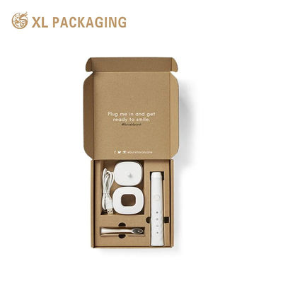 Boîte ondulée Kraft brune écologique Impression blanche personnalisée, emballage d'insertion pré-coupé pour kit de brosse à dents électrique