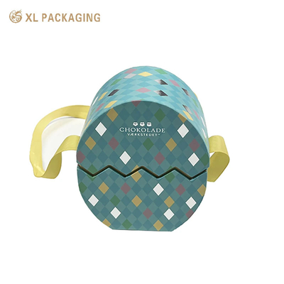 Boîtes en papier de bonbons de Pâques personnalisées en forme d'œuf Boîte cadeau Boîte d'emballage Couvercle et boîte de base avec ruban